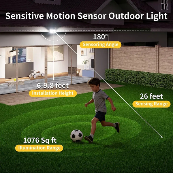 Solar Motion Sensor Light with Remote, 1200LM Dual-Color Security Floodlight for Yard & Garage