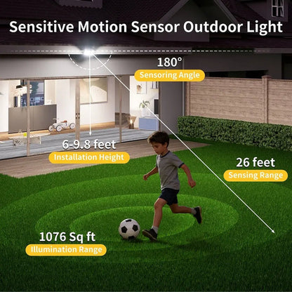 Solar Motion Sensor Light with Remote, 1200LM Dual-Color Security Floodlight for Yard & Garage