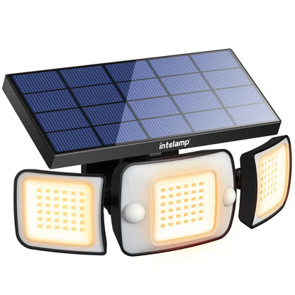 3-Head Solar Flood Light with Motion Sensor & 270° Angle Lighting