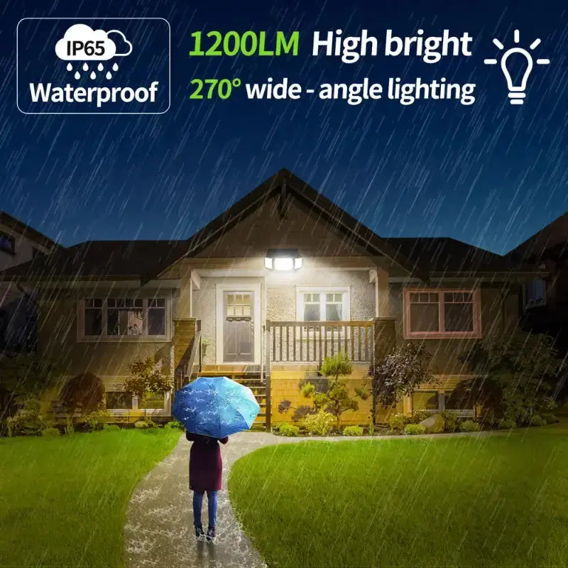 3-Head Solar Flood Light with Motion Sensor & 270° Angle Lighting