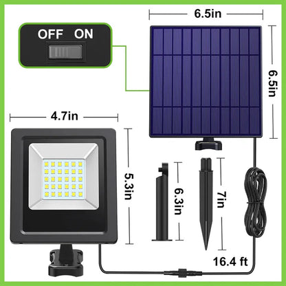 All-Night Solar Flood Light with 1000LM & 16ft Cord