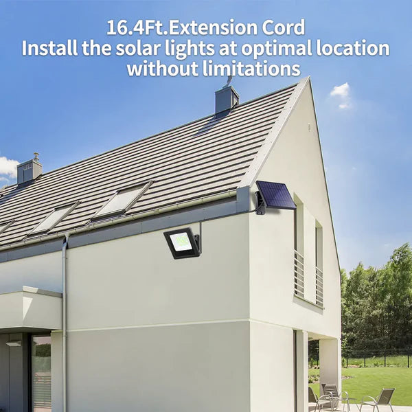 All-Night Solar Flood Light with 1000LM & 16ft Cord